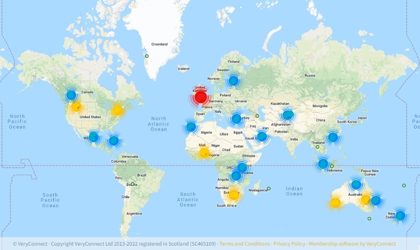 Map showing CSMA members located across the world