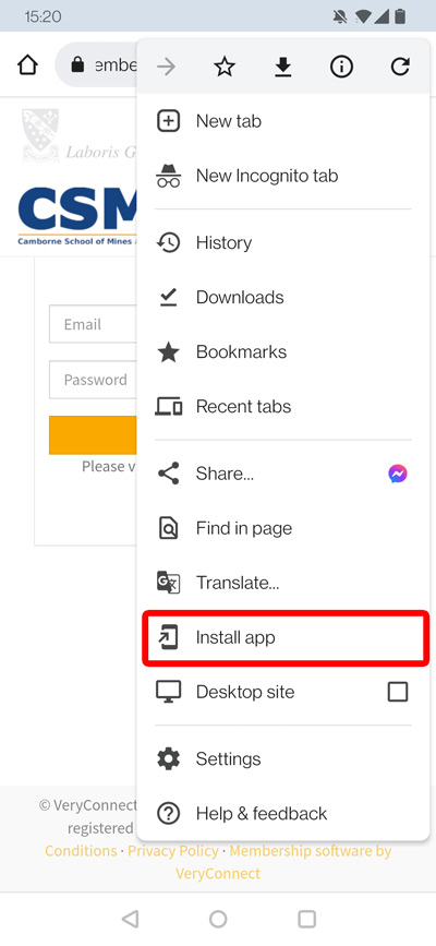Android screenshot - Press Install App